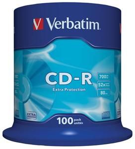 VERBATIM CD-R 700MB, 52x, spindle 100 ks