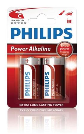 Philips baterie C PowerLife, alkalická - 2ks