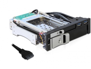 Delock 5.25 výměnný rámeček pro 1x 2.5 + 1x 3.5 SATA HDD + 2 x USB 3.0 porty