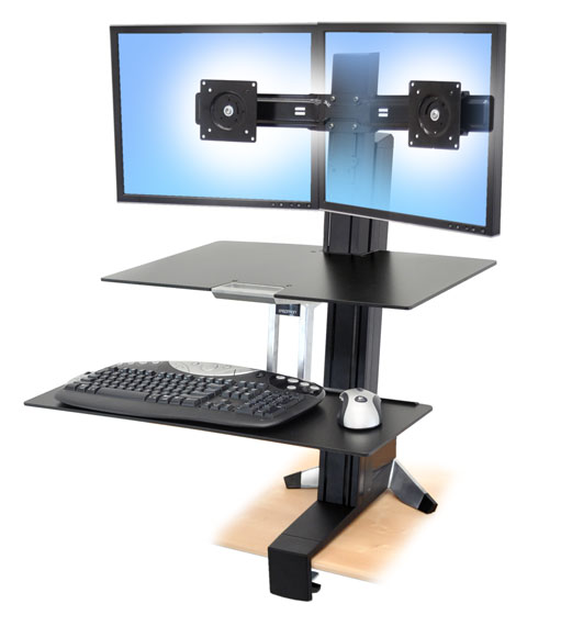 ERGOTRON WorkFit-S, Dual Sit-Stand, nastavitelný stolní držák pro 2 monitory,klá