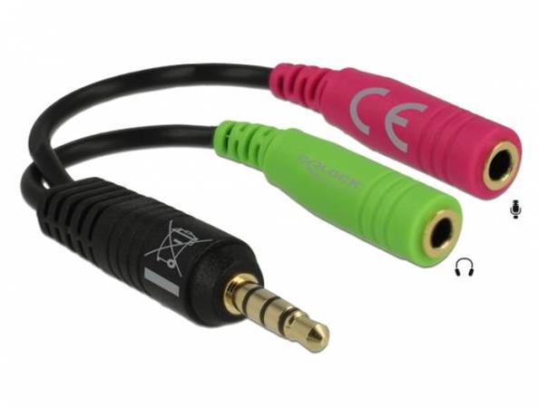 Delock adaptér stereo jack 3,5 mm samec > 2 x stereo jack 3,5 mm samice