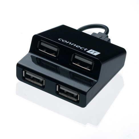 CONNECT IT USB hub 4 porty STEP - černý