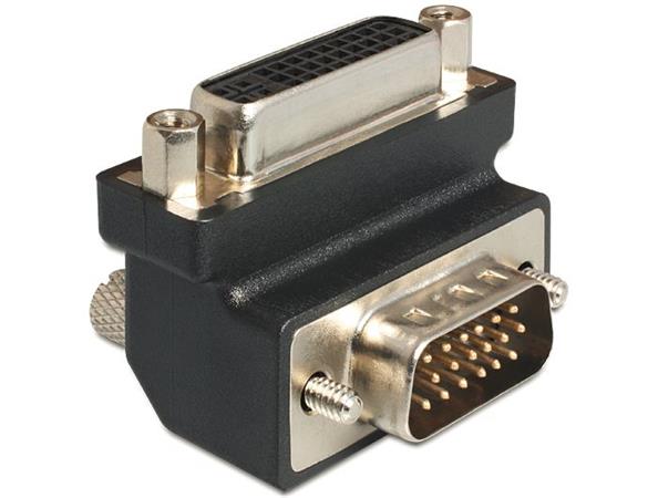 Delock Adaptér DVI 24+5 pin samice > VGA 15 pin samec 90°