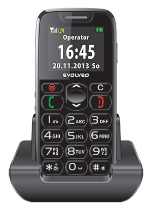 EVOLVEO EasyPhone, mobilní telefon pro seniory s nabíjecím stojánkem, snadné ovl