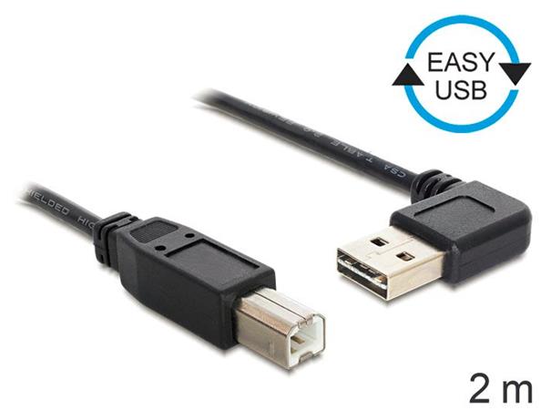 Delock kabel EASY-USB 2.0-A samec pravoúhlý > USB 2.0-B samec, 2 m
