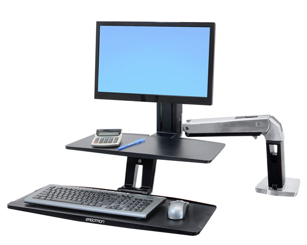 ERGOTRON WorkFit-A with Suspended Keyboard, LD, 5" and WS, Polished Aluminum,sto