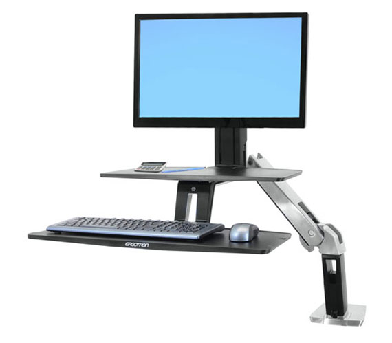 ERGOTRON WorkFit-A with Suspended Keyboard, HD, 5" and WS, Polished Aluminum,sto
