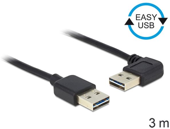 Delock Kabel EASY-USB 2.0-A samec > samec pravoúhlý   3 m