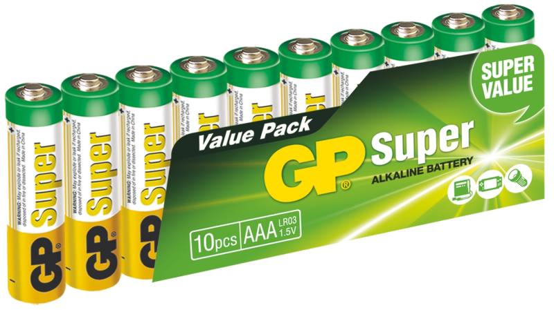 GP AAA Super, alkalická - 10 ks, fólie