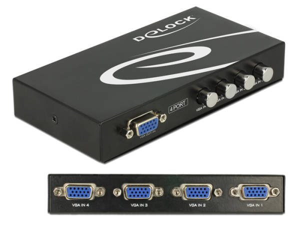 Delock VGA Switch 4-portový, manuální, obousměrný