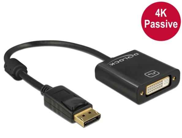 Delock adaptér Displayport 1.2 samec > DVI samice 4K pasivní černý