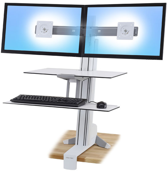 ERGOTRON WorkFit-S, Dual Monitor with Worksurface+ (bílý),stolní držák pro dva m