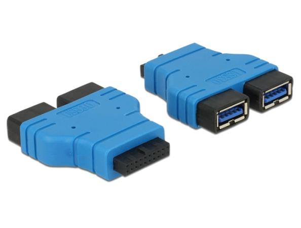 Delock adaptér USB 3.0 pin konektor samice > 2 x USB 3.0 Type-A samice – paralel