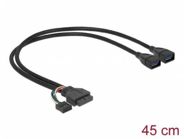 Delock kabel USB 3.0 pin konektor samice + USB 2.0 pin konektor samice > 2 x USB