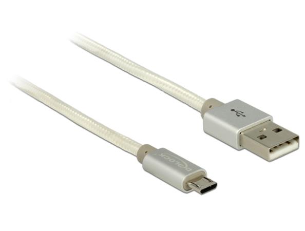 Delock datový a napajecí kabel USB 2.0 Type-A samec > USB 2.0 Micro-B samec s bí