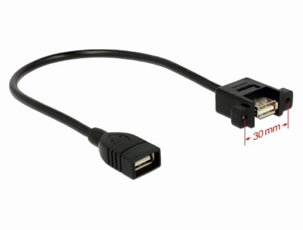 Delock kabel USB 2.0 Type-A samice > USB 2.0 Type-A samice přišroubovatelná 25 c