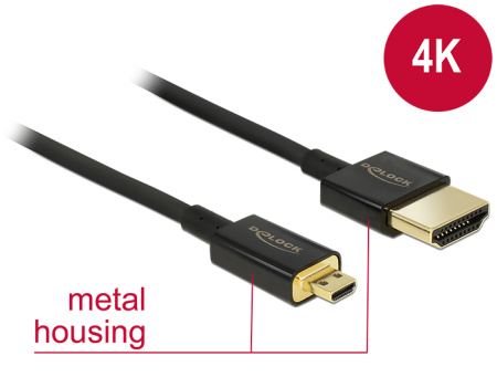 Delock Kabel High Speed HDMI s Ethernetem - HDMI-A samec > HDMI Micro-D samec 3D