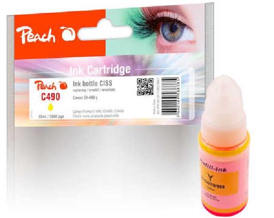 PEACH kompatibilní cartridge Canon CISS GI-490 Yellow, 70 ml