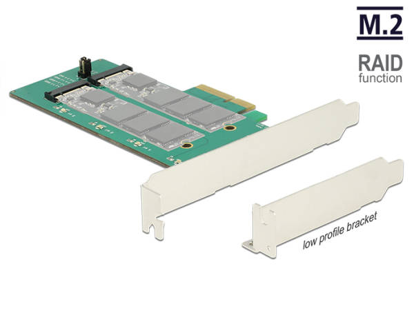Delock PCI Express Karta > 2 x interní M.2 Key B s RAID - format low profile