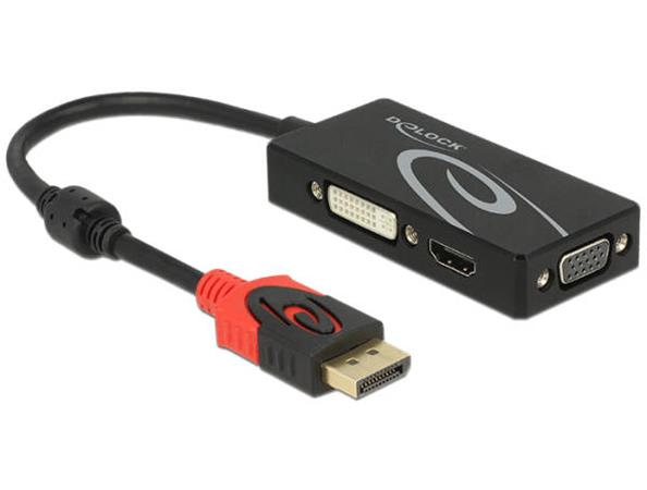 Delock Adaptér Displayport 1.2 samec > VGA / HDMI / DVI samice 4K pasivní černý