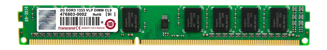 Transcend paměť 2GB DDR3 1333 U-DIMM 1Rx8 VLP, nízký profil