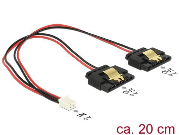 Delock Napájecí kabel 2 pin samice > 2 x SATA 15 pin samice (5 V) kovová spona 2