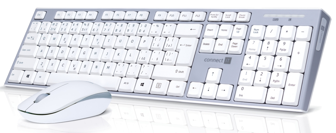 CONNECT IT Combo bezdrátová klávesnice + myš, 2,4GHz, USB, CZ + SK layout, šedo-