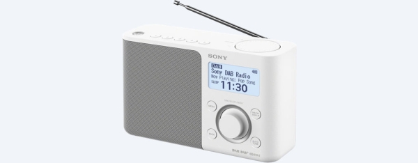 SONY XDR-S61DW Přenosné FM/DAB rádio, bílé, víceřádkový bíle podsvícený display.