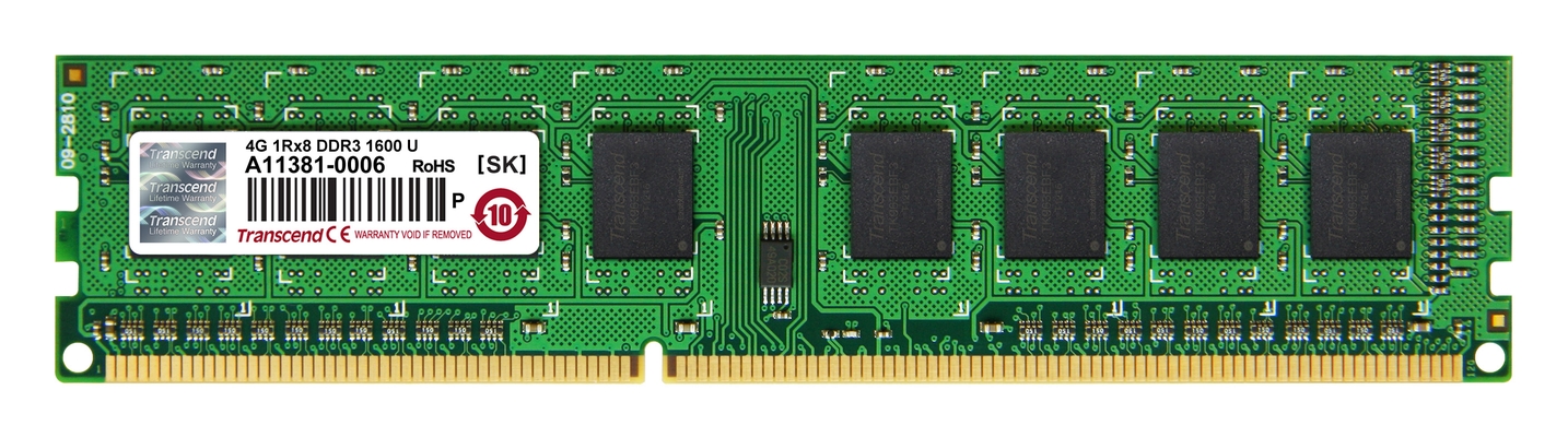 Transcend paměť 4GB DDR3-1600 U-DIMM (JetRam) 1Rx8 CL11