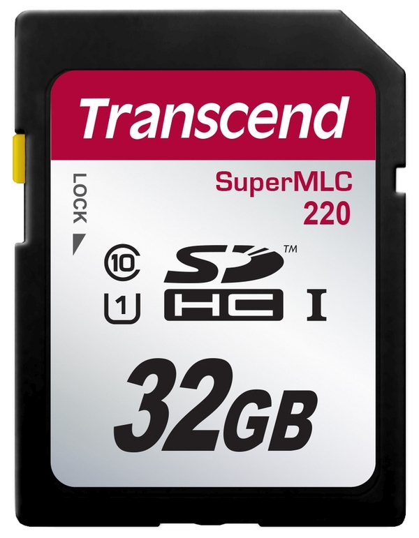 Transcend 32GB SDHC220 (Class 10) UHS-I U1 SuperMLC paměťová karta, 95 MB/s R, 8