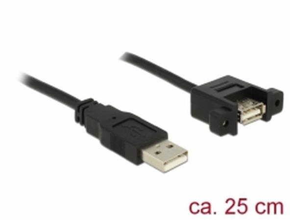 Delock Kabel USB 2.0 Typ-A samec > USB 2.0 Typ-A samice montážní panel 0,25 m