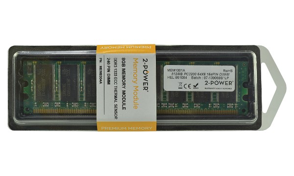 2-Power 512MB 400MHz DDR Non-ECC CL3 DIMM 1Rx8 ( DOŽIVOTNÍ ZÁRUKA )