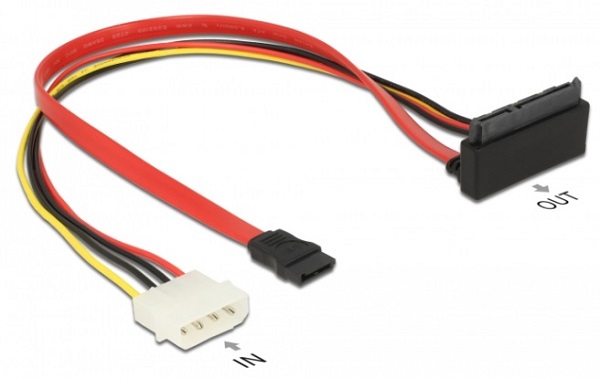 Delock Kabel SATA 6 Gb/s 7 pin samice + Molex 4 pin napájecí konektor > SATA 22