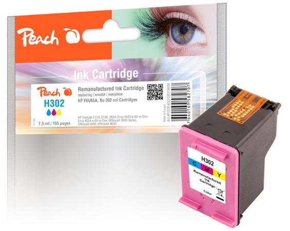 Akce!!! PEACH kompatibilní cartridge HP F6U65A, No 302, color, 7.5ml