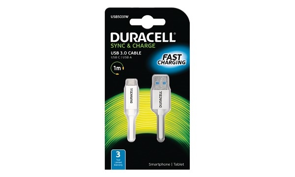 Duracell - USB5031W - USB nabíjecí a synchizační kabel A na C 1M , Bílý