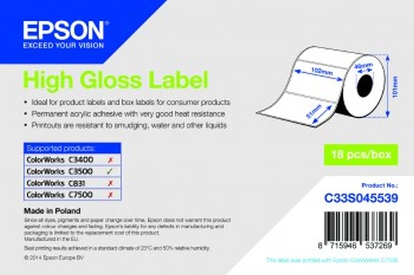 EPSON High Gloss Label - Die-cut Roll: 102mm x 51mm, 610 labels