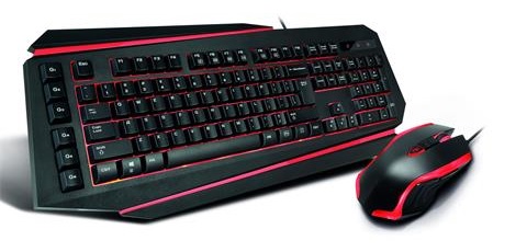 ! AKCE ! Crono CM637 - set herní klávesnice a myši, CZ / SK, USB, černá / červen