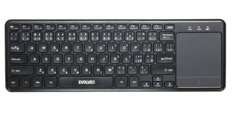 EVOLVEO WK32BG bezdrátová klávesnice s touchpadem, ideální pro smart tv atd. 2,4