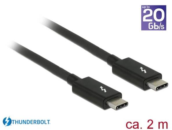 Delock Thunderbolt™ 3 (20 Gb/s) USB-C™ kabel samec > samec pasivní 2,0 m 3 A čer