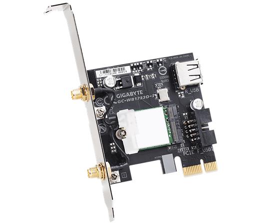 GIGABYTE GC-WB1733D-I, WiFi 802.11ac, Bluetooth 5, PCIe, Dual Band, 1734 Mbps