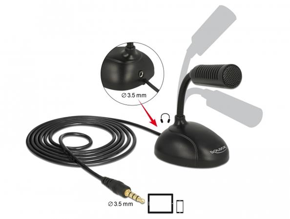Delock Kondenzátorový mikrofon všesměrový pro Smartphon / Tablet s husím krkem 3