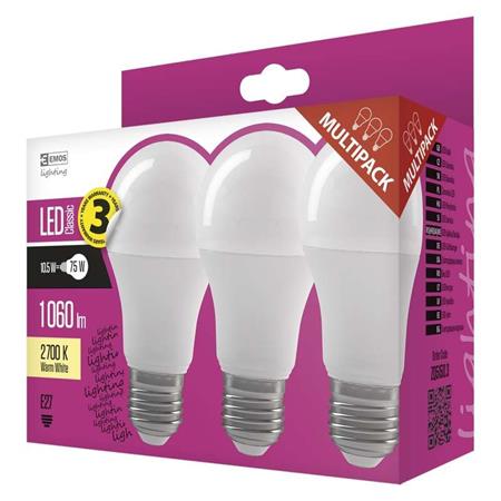 Emos LED žárovka Classic A60, 10,5W/75W E27, WW teplá bílá, 1060 lm, Classic, F,