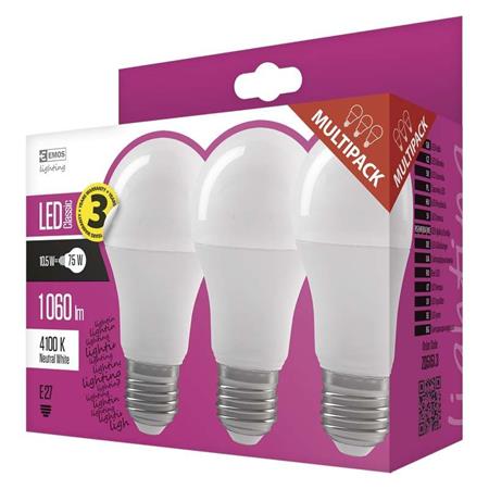 Emos LED žárovka Classic A60, 10,5W/75W E27, NW neutrální bílá, 1060 lm, Classic