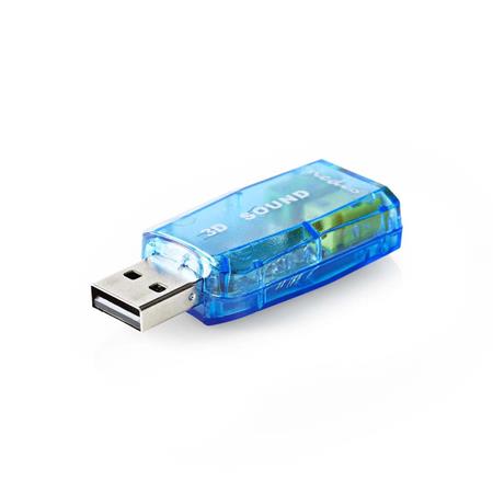 Nedis USCR10051BU - Zvuková Karta | 3D zvuk 5.1 | USB 2.0 | Dvojitý Konektor 3,5