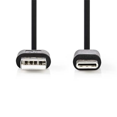 Nedis CCGP60600BK01 - USB 2.0 kabel | Typ-C Zástrčka - A Zástrčka | 0,1 m | Čern
