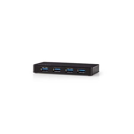 Nedis UHUBU3420BK - Rozbočovač USB | 4 porty | Napájení USB 3.0 | Samostatné Nap