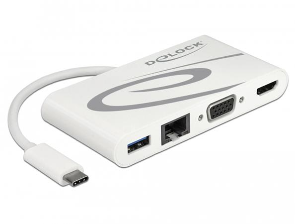 Delock USB Type-C™ 3.1 Dokovací stanice HDMI 4K 30 Hz + VGA + LAN + USB PD