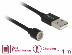 Delock Magnetický USB datový a napájecí kabel cerný 1,1 m