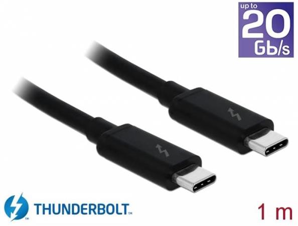 Delock Thunderbolt™ 3 (20 Gb/s) USB-C™ kabel samec > samec pasivní 1,0 m 5 A čer