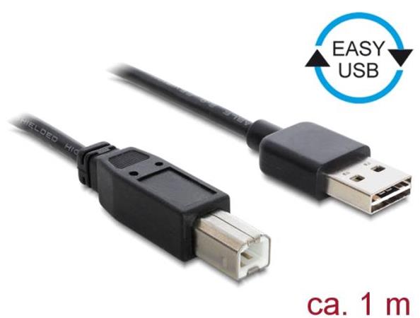 Delock Kabel EASY-USB 2.0 Typ-A samec > USB 2.0 Typ-B samec 1 m černý